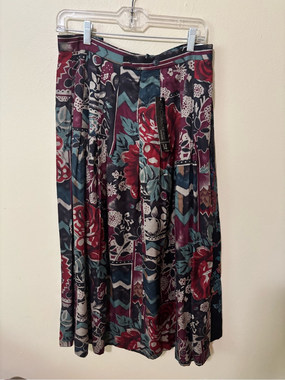 Vintage Women’s Floral Pleated Midi Skirt - Multicolor